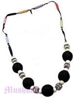 Fabric bead, bone, Brass - click here for large view